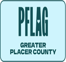 The words "PFLAG Greater Placer County" rest on a blue field.